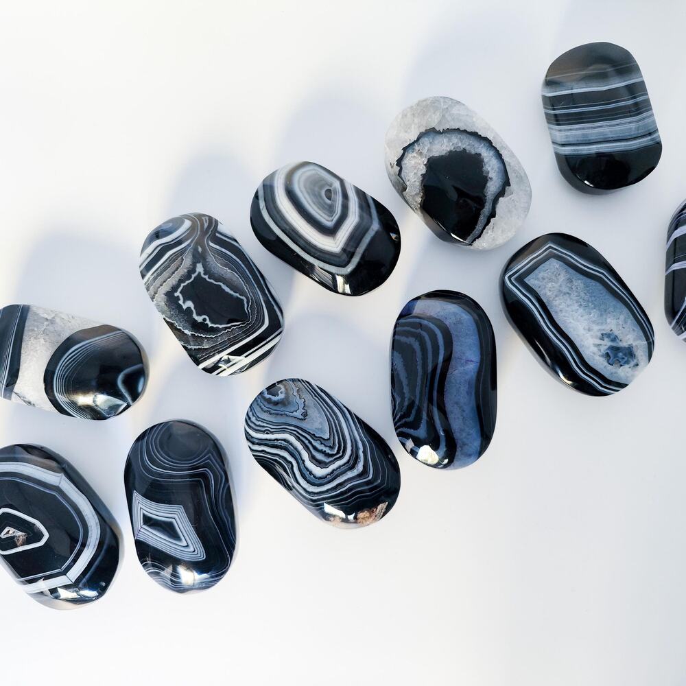 Black Agate Palm Stone Protection Crystal